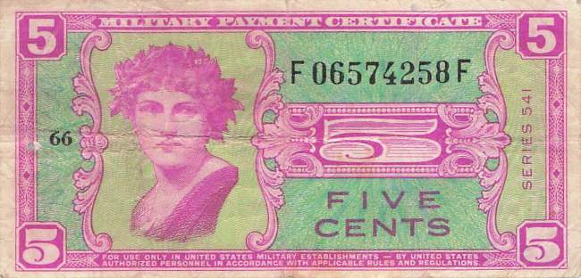 USA MPC Series 541 p.M36 5 Cents 1958 F